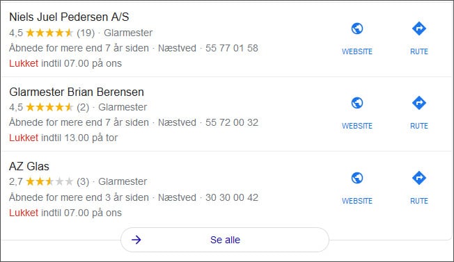 Screenshot af anmeldelser på Google - Berit Bai