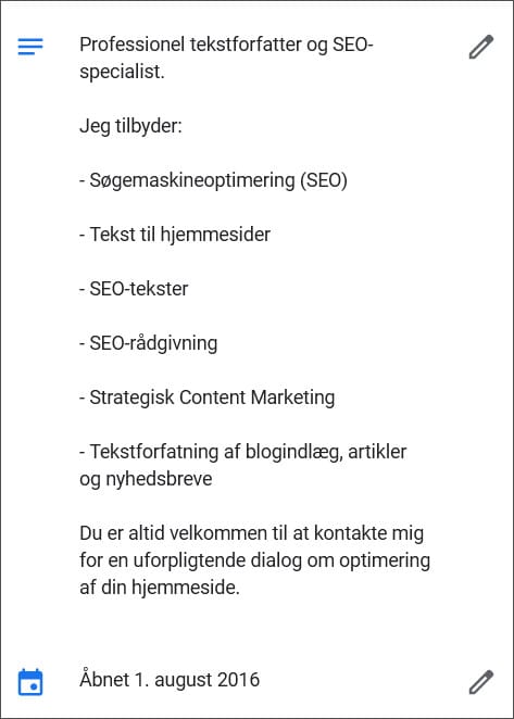 Eks. på virksomhedsbeskrivelse i GMB - beritbai.dk