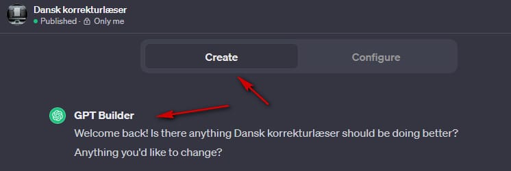 GPT-builderen kan hjælpe med at rette i din GPT-korrekturlæser. beritbai.dk